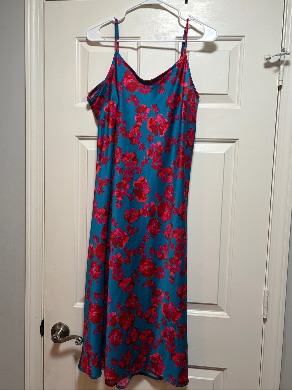 A New Day Slip Dress with Red/Pink Floral Print